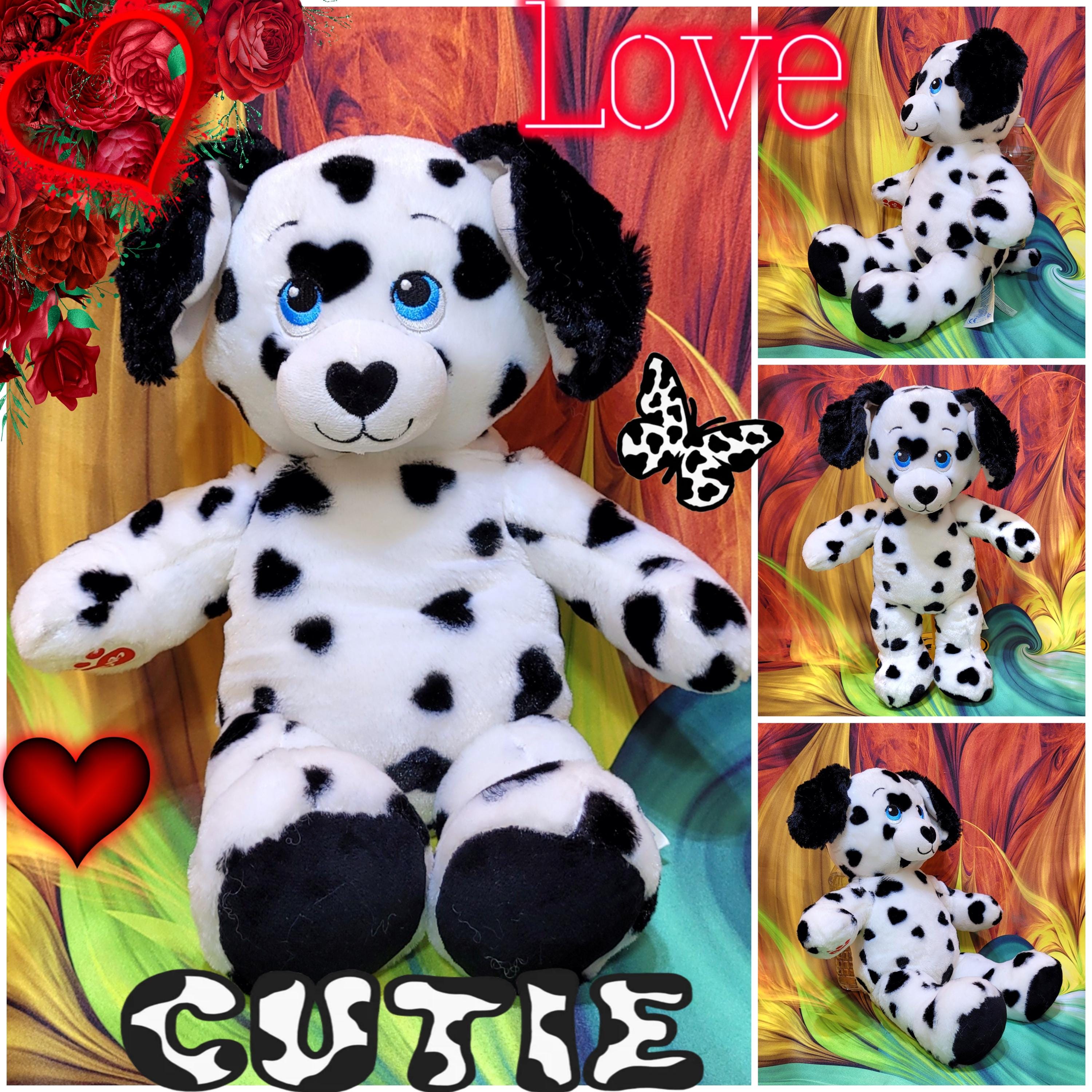 Build a Bear Dalmation Puppy Dog Huggable Hearts Black White 16