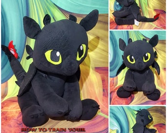 Build A Bear How To Train Your Dragon Toothless Plush Red Tail BAB Stuffed 14"