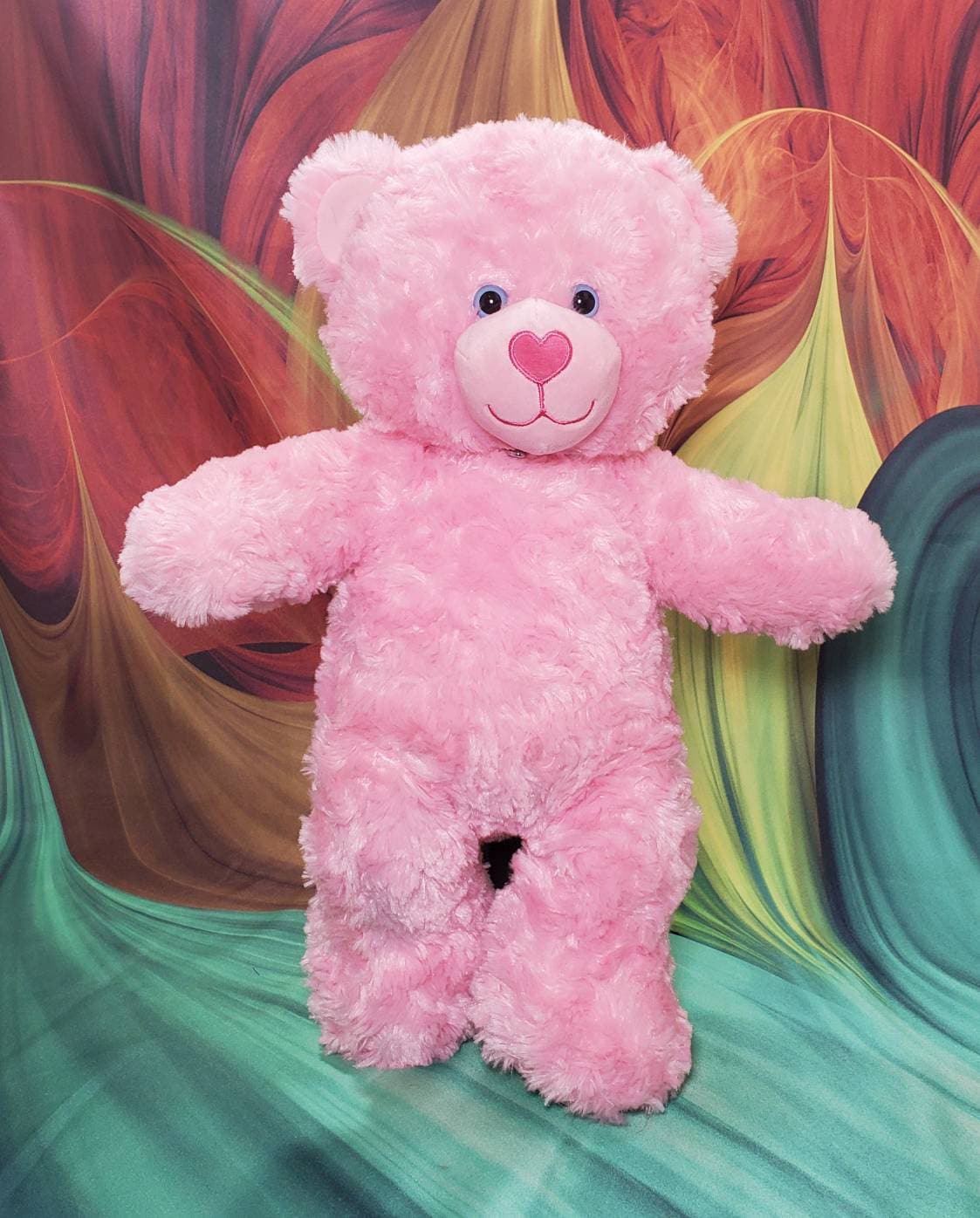 Build a Bear Pink Curly Swirl Fur Plush Teddy Heart Nose - Etsy