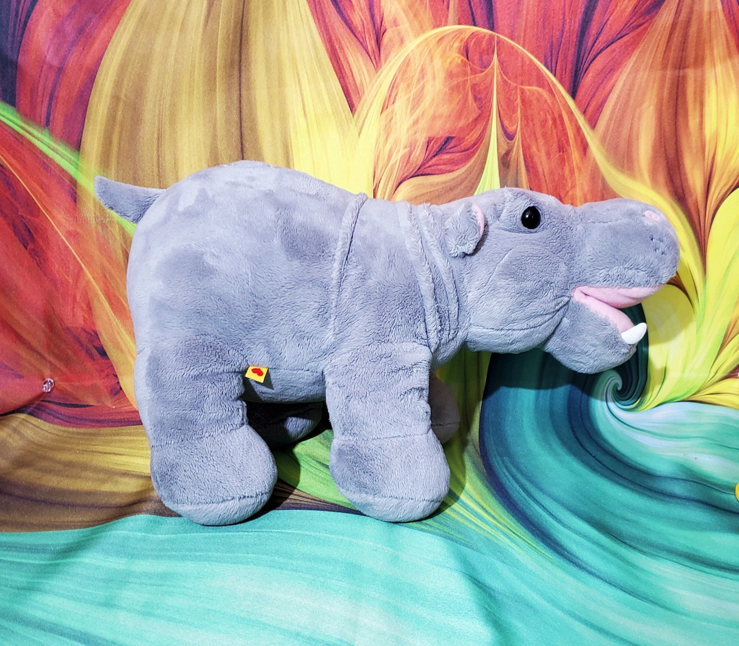 RARE Build A Bear Gray Hippo 16” Plush Hippopotamus Zoo Safari