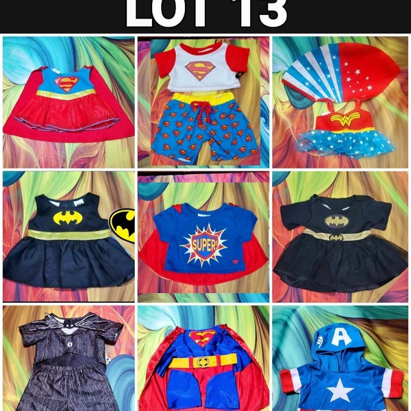Build A Teddy Bear DC Comics Super Hero Costume Dresses Batman Superman  Wonder Woman Spiderman Clothes Shirt Shorts Outfit  Lot 13