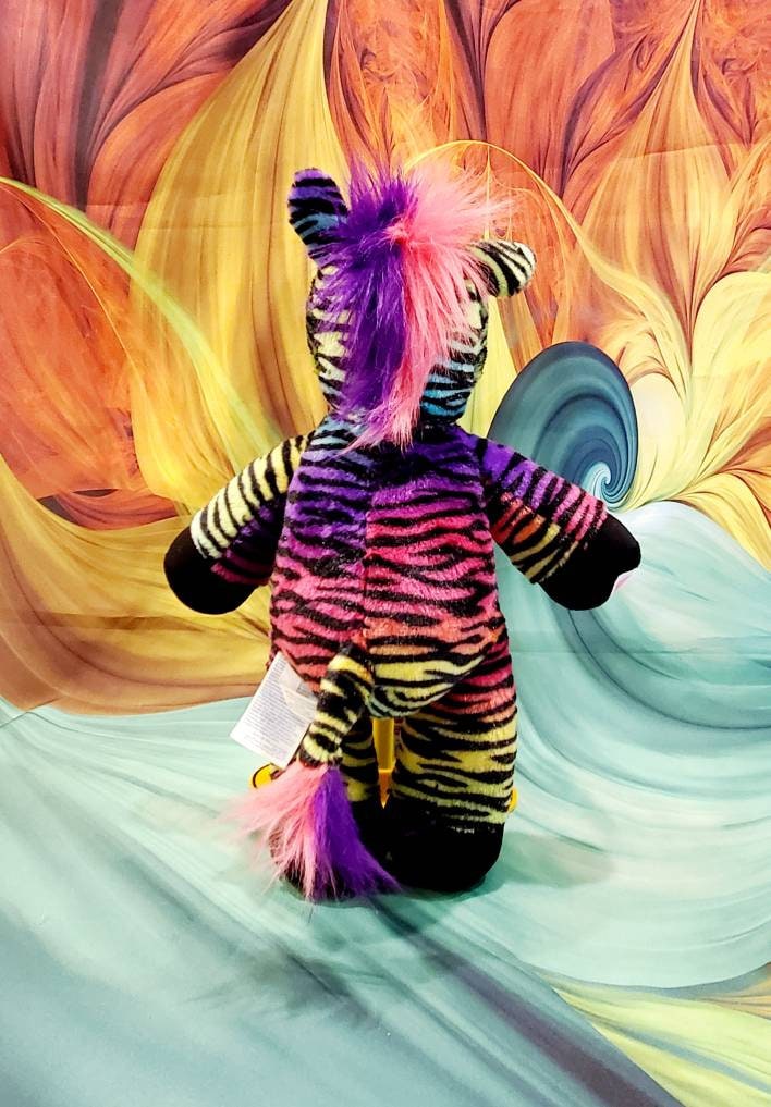 Build A Bear Workshop ZEBRA Black Rainbow Striped 16