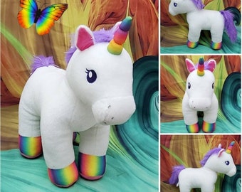 16" Build A Bear White Color Craze Rainbow Magical Unicorn Stuffed BABW Plush