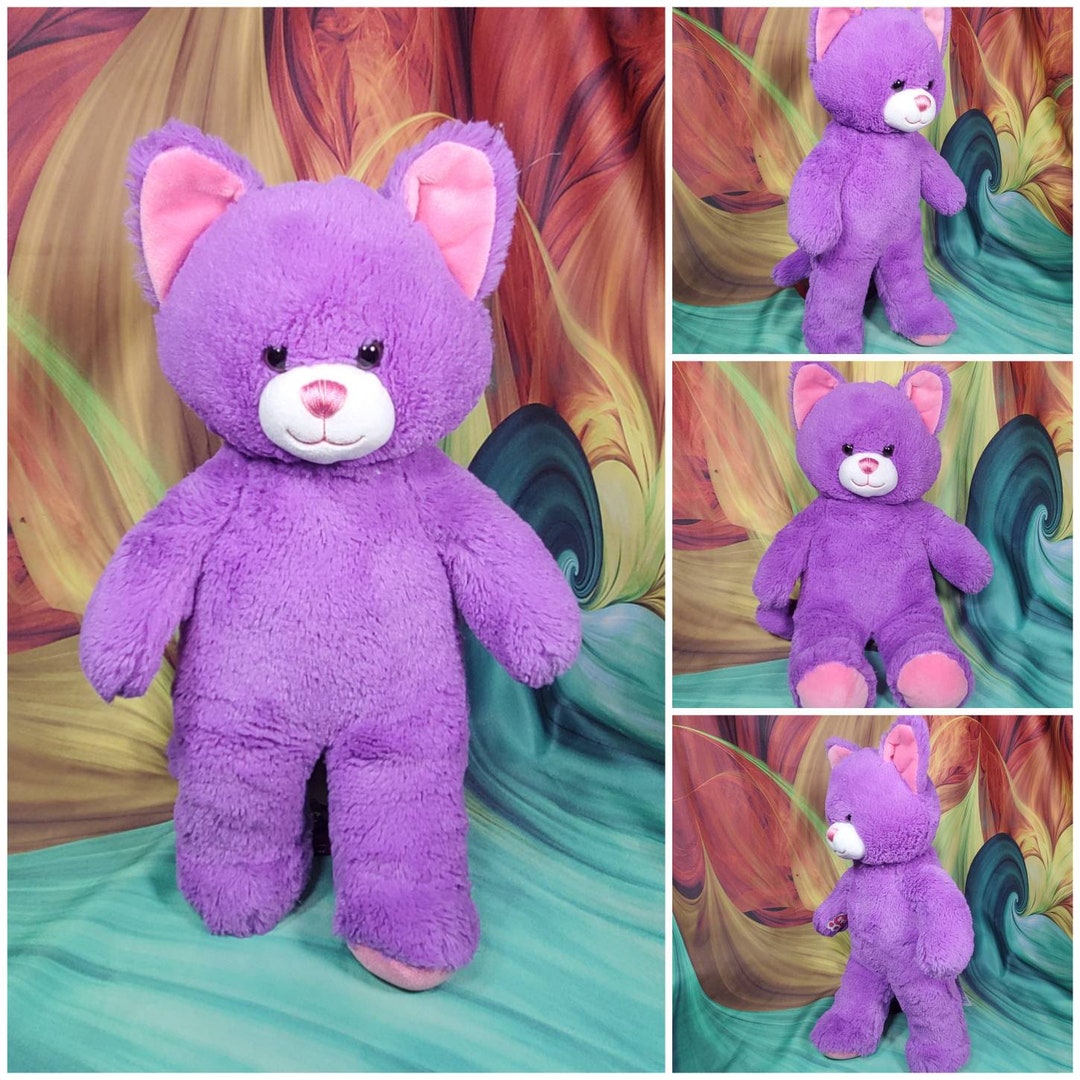 16 Build A Bear Purple Cat Plush Pink Stuffed Kitty Soft BAB