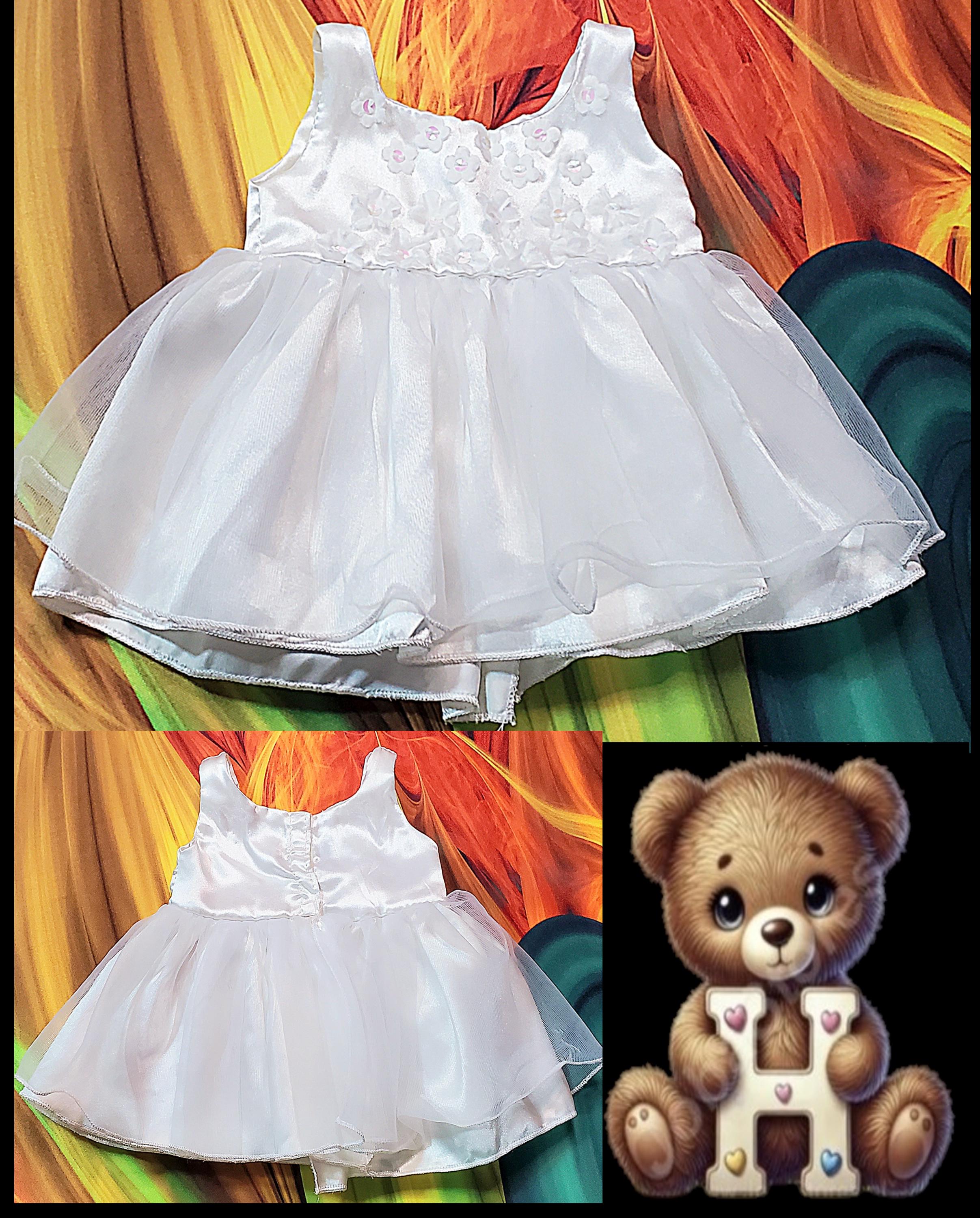 Build-a-bear Wedding Party Prom White Satin Dress Evening Gown Girls Build-a-bear Wedding Party Prom White Satin Dress Evening Gown Girls