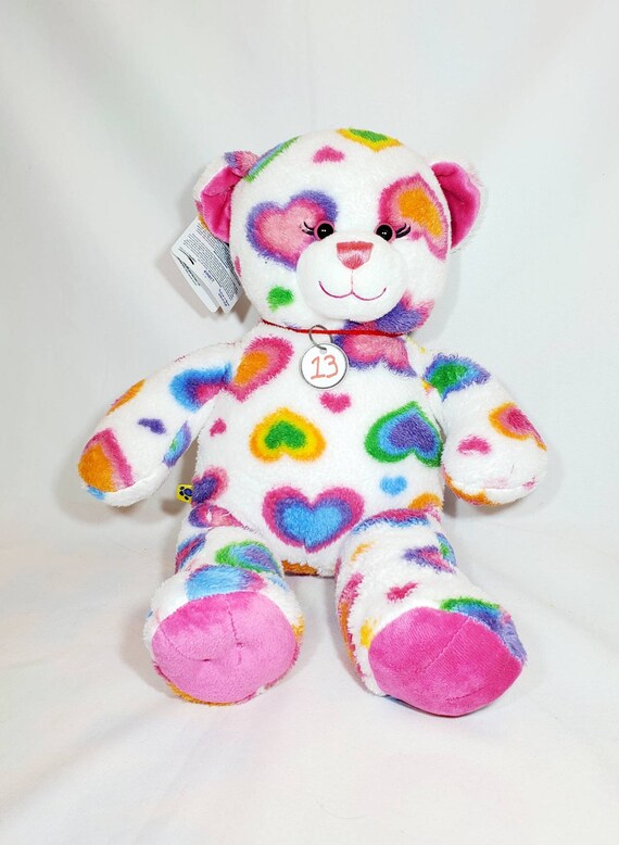 Build a Bear Colorful Hearts Teddy Bear 