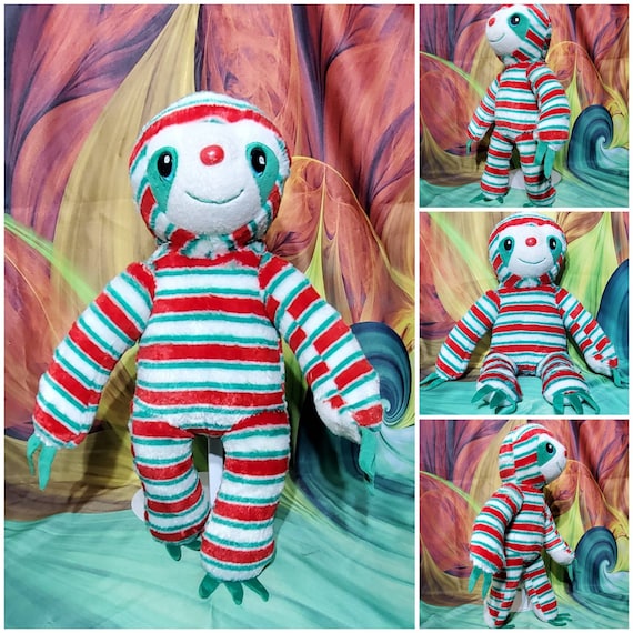 Build a Bear Peppermint Twist Sloth 18 Stuffed Plush Christmas Red Green White Etsy