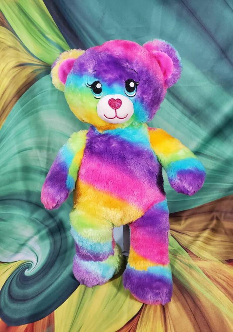 RARE Build A Bear Rainbow Teddy Bear 17 Plush Striped | Etsy