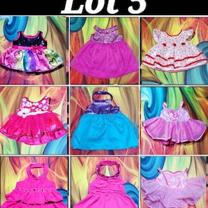 Build-A-Bear Pink Formal Ruffled Halter Top Sequined Dress Teddy Outfit Valentines Hearts Princess Pinafore Clothes Lot 5