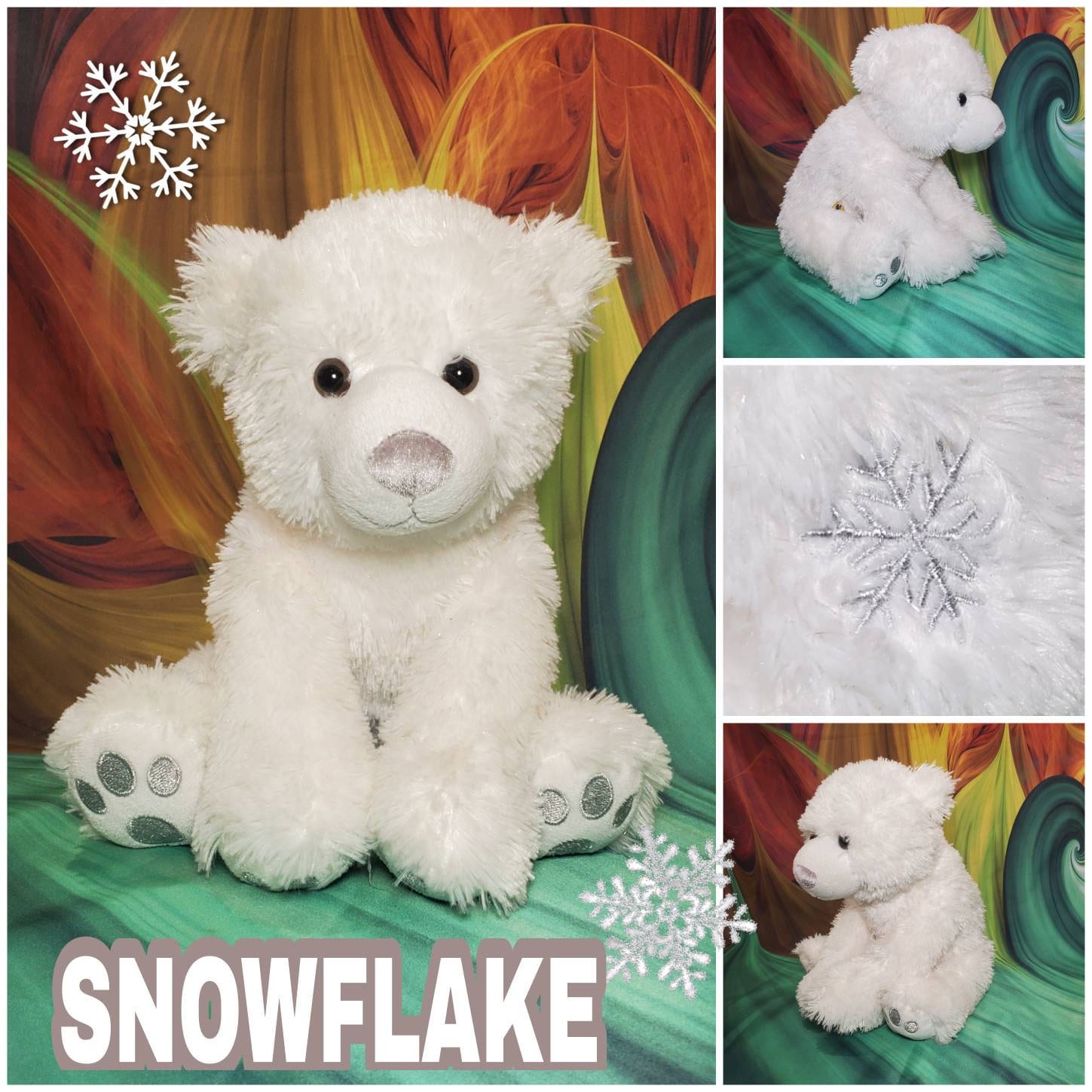 Build A Bear Polar Bear Artic Winter Snowflake Silver Sparkle