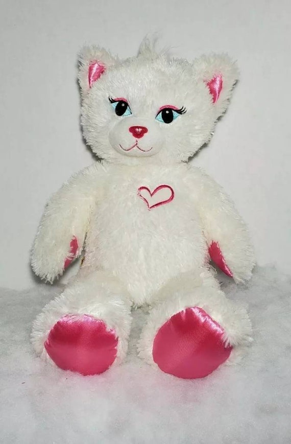 16/" BABW Gray Cat Plush Build A Bear Kitty Cat Kitten Pink Grey Unstuffed Plush