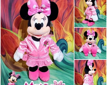 Build a Bear Disney Minnie Mouse Pink Stuffed Plush 16" Doll w/ Pink Hoodie Skirt