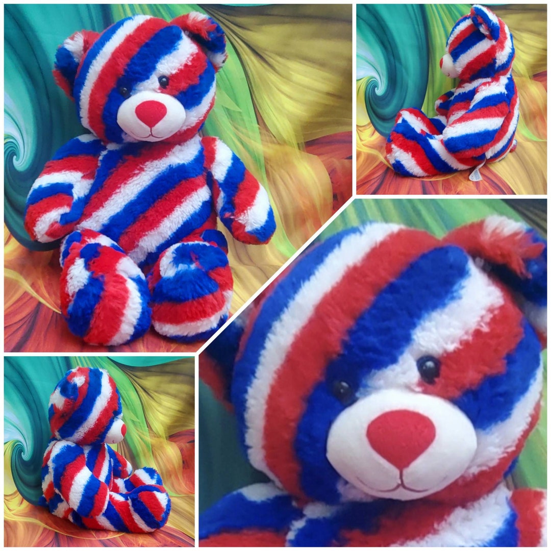 RARE Build a Bear USA Ptriotic Striped Red White Blue Stuffed Etsy