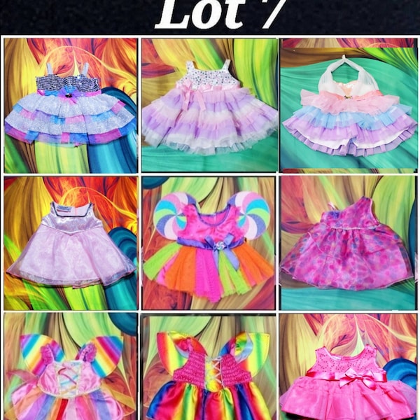 Build-A-Bear Formal Ruffled Sequined Dress Teddy Outfit Butterfy Fairy Shirt Shorts Princess Clothes Lot 7