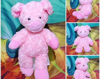 Build A Bear Curly Pink Pig Hog Stuffed Plush Spring Tail Animal 16"