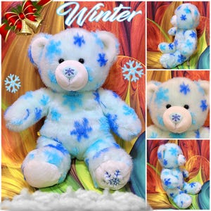 Build-A-Bear Snow Hugs Blue Snowflake BABW 16" Stuffed Plush Winter Teddy
