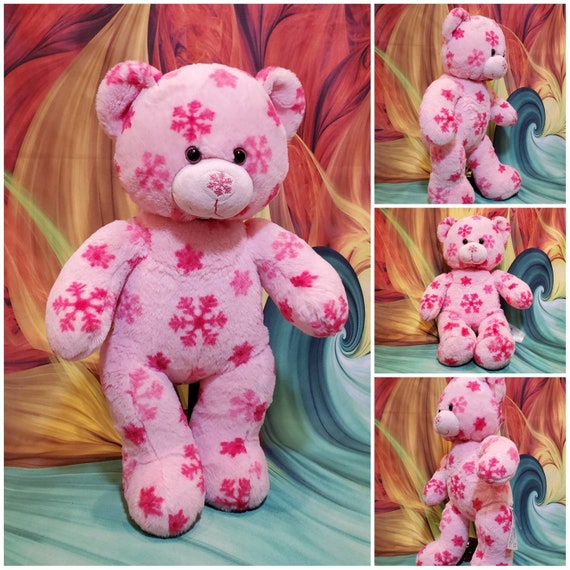 BABW Build a Bear Workshop Pink SNOWFLAKE Teddy Bear 15"  Plush Stuffed Toy 