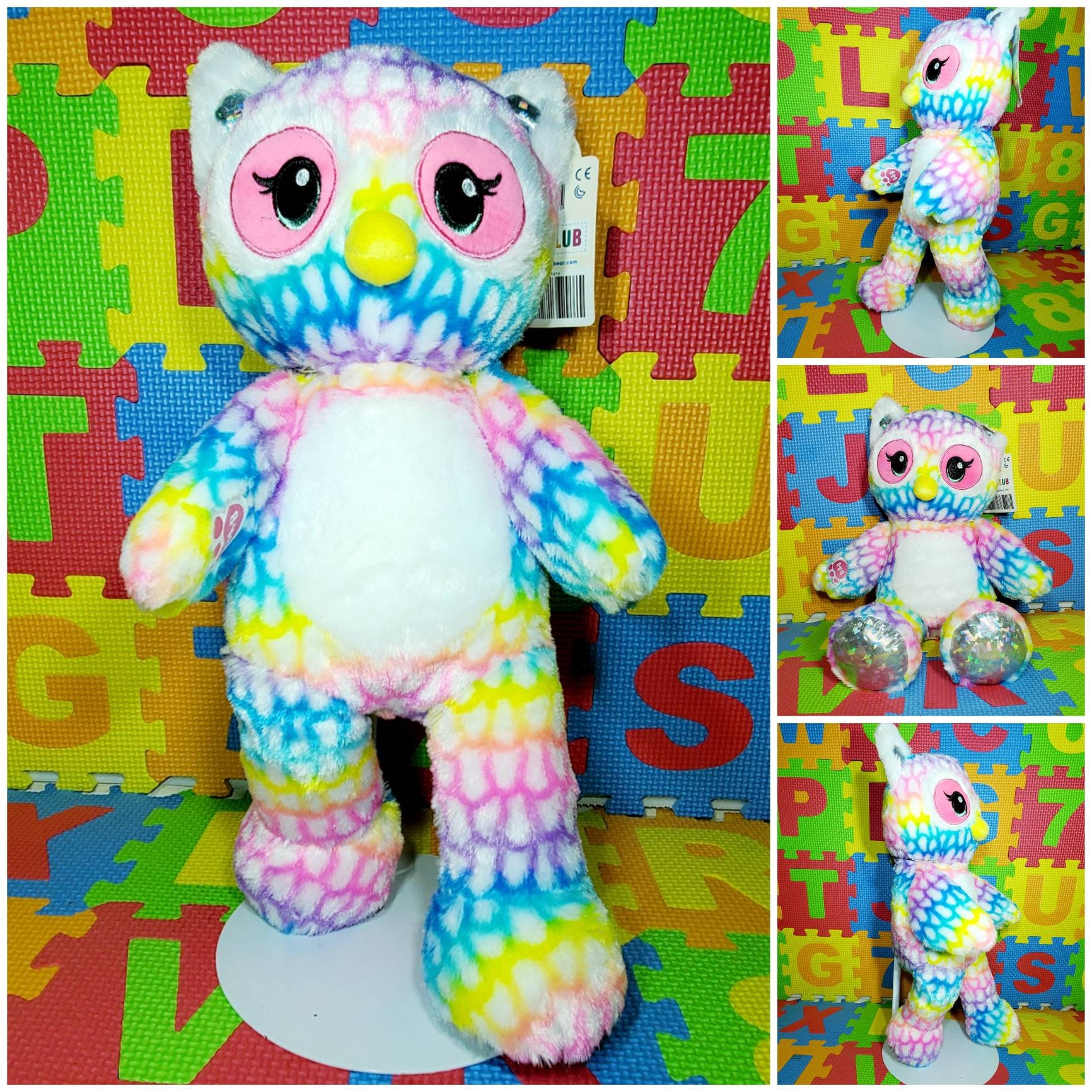 Rainbow owl stuffed animal sale