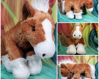 16" Build A Bear Clydesdale Horse Plush Brown White BAB UNStuffed Animal Pony