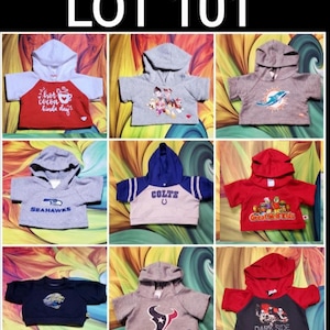 Build A Bear Hooded Character Sweatshirts Shirt Teddy Clothes Smurfs NFL Lot 101