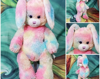16" Build A Bear Spring Easter Bunny Pastel Rabbit Rainbow Tie Dye Plush