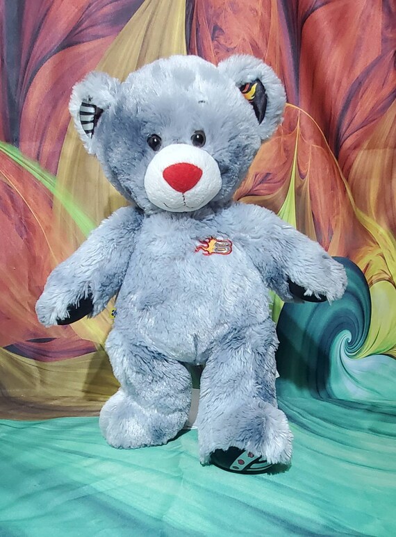 15 Build A Bear Sketcher Hot Lights up BABW Gray Plush Teddy Fire