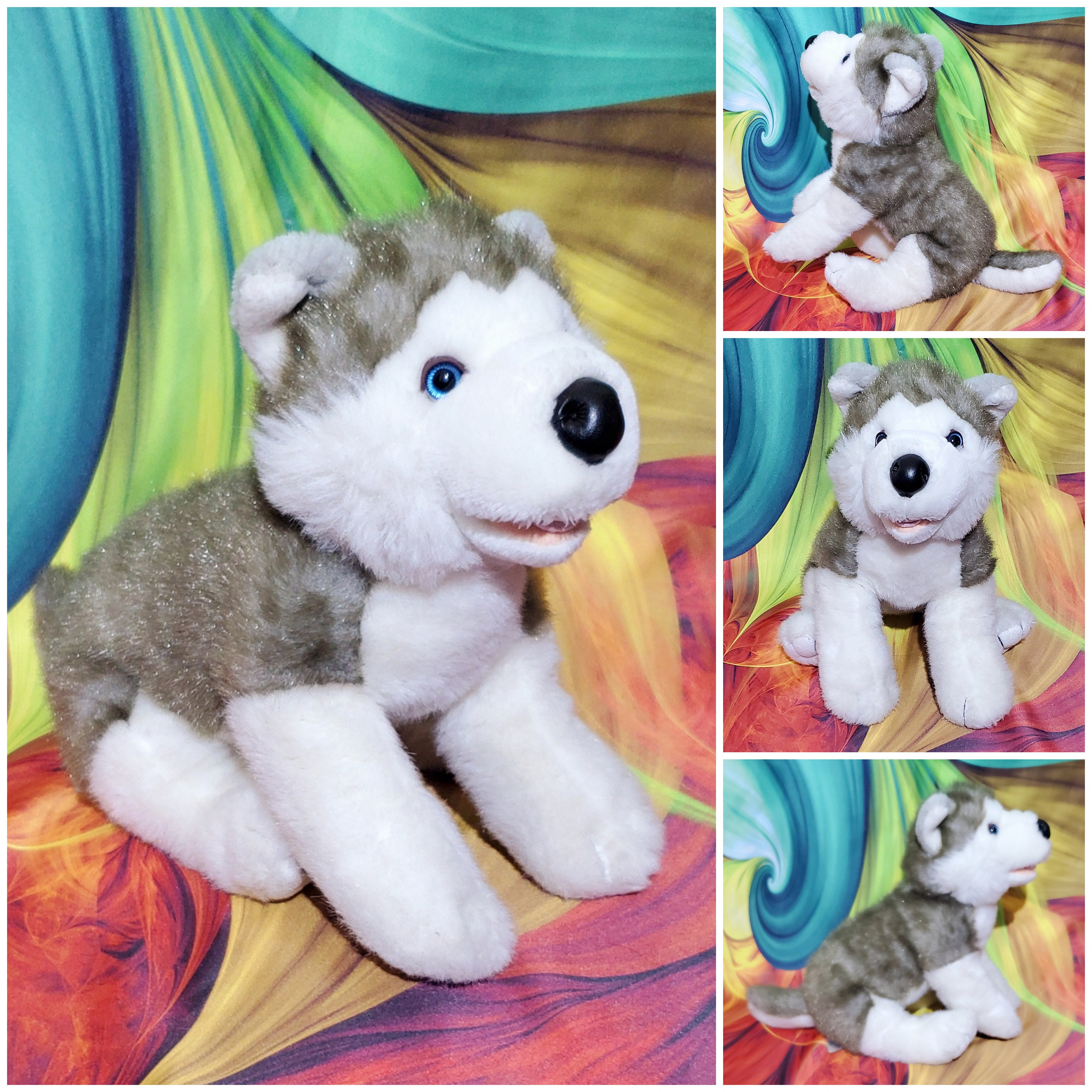 Toys R Us Siberian Husky Plush 15 Realistic Puppy Dog Stuffed Animal SOFT