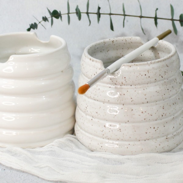 Vaso de agua con pintura de burbujas - Elige tu set + cuerpo de arcilla, Regalo para pintores, Bote de cerámica para pintores, Vaso de acuarela hecho a mano, Vaso de pincel hecho a mano