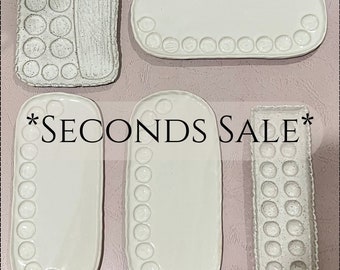 SECONDS SALE: Painter's Palette, Watercolor palette in "Speckled White" and "Daisy White" Ceramic watercolor paint Palette