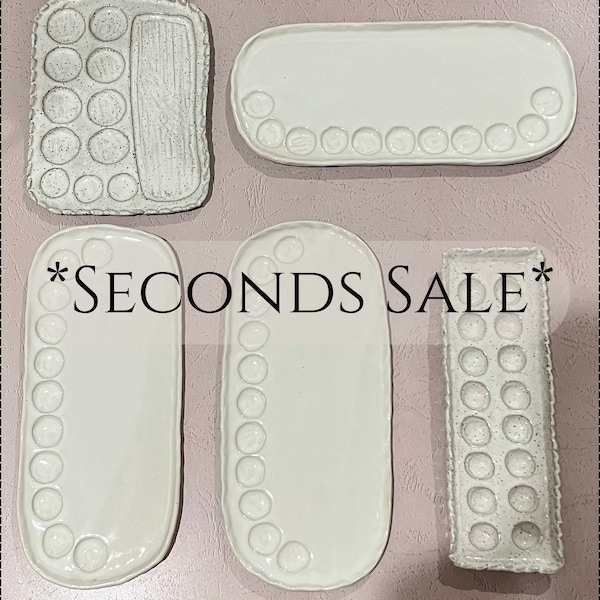 SECONDS SALE: Painter's Palette, Watercolor palette in "Speckled White" and "Daisy White" Ceramic watercolor paint Palette