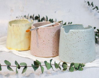 Vasos de agua para pintar: Colección Pastel, Recipiente de cerámica para pintor, Vaso de acuarela hecho a mano, Vaso de pincel hecho a mano, Regalos para las fiestas