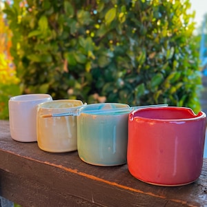 Mini Series: READY-to-SHIP, White Clay,Ceramic Paint Water Cup-Multiple Colors, Gift for painter artist, Watercolor Paint Cup, Painter's Pot