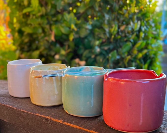 Mini Series: READY-to-SHIP, White Clay,Ceramic Paint Water Cup-Multiple Colors, Gift for painter artist, Watercolor Paint Cup, Painter's Pot