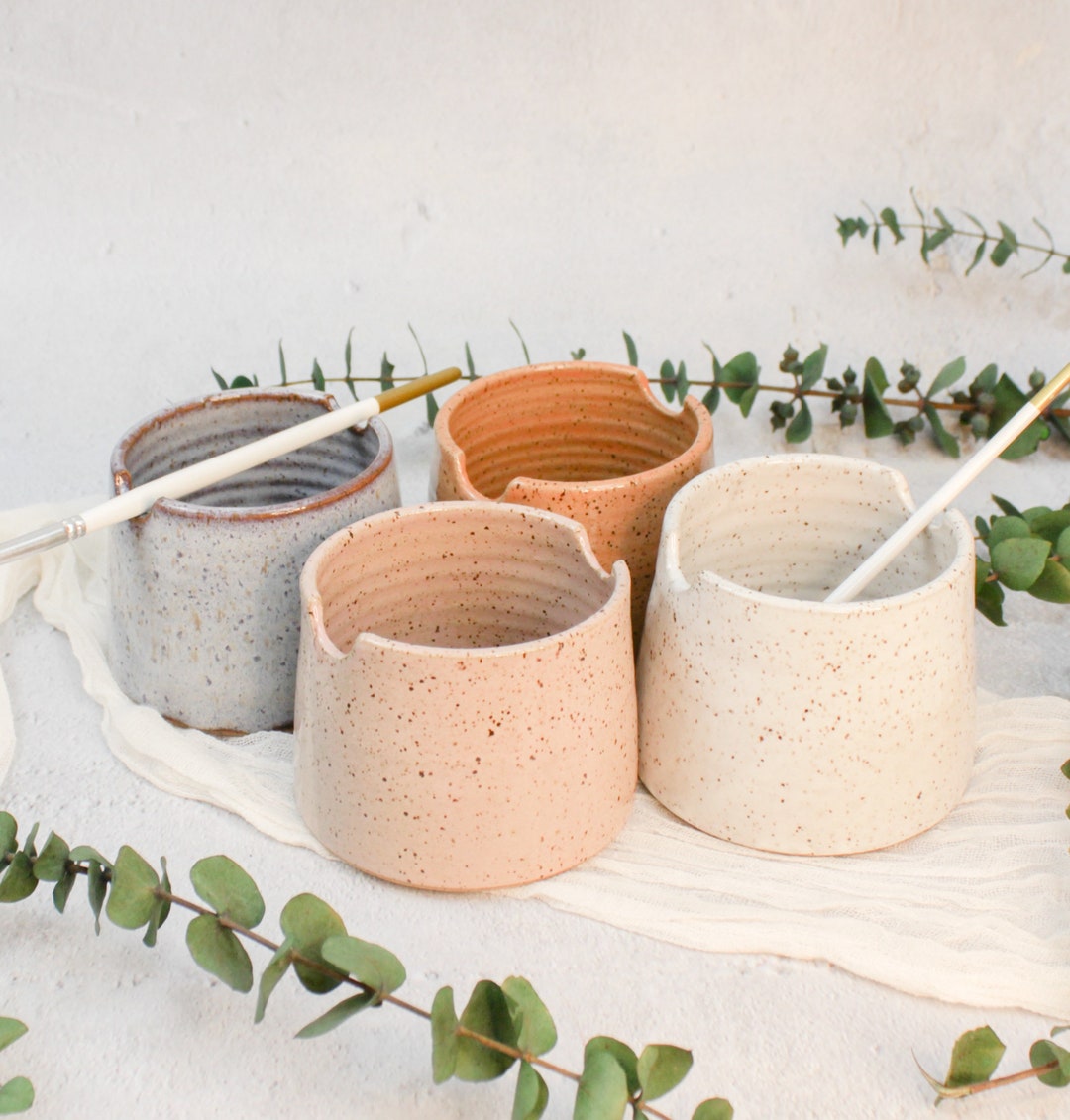 MINI Series: Ready-to-Ship, Ceramic Paint Water Cup Multiple Colors,Gift for painter and artist,Handmade Watercolor Paint Cup, Painter's Pot