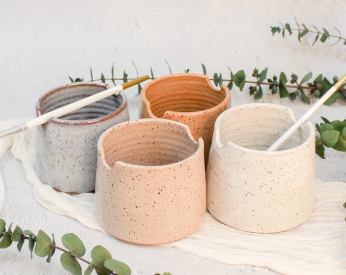 MINI Series: PRE-ORDER Ceramic Paint Water Cup-w/ Multiple Colors, Gift for painter and artist, Handmade Watercolor Paint Cup, Painter's Pot