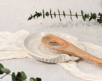 Carved Handmade Spoon Rest, Choose the clay body, Ceramic + Pottery Spoon Rest,  Kitchen Essentials, MADE TO ORDER
