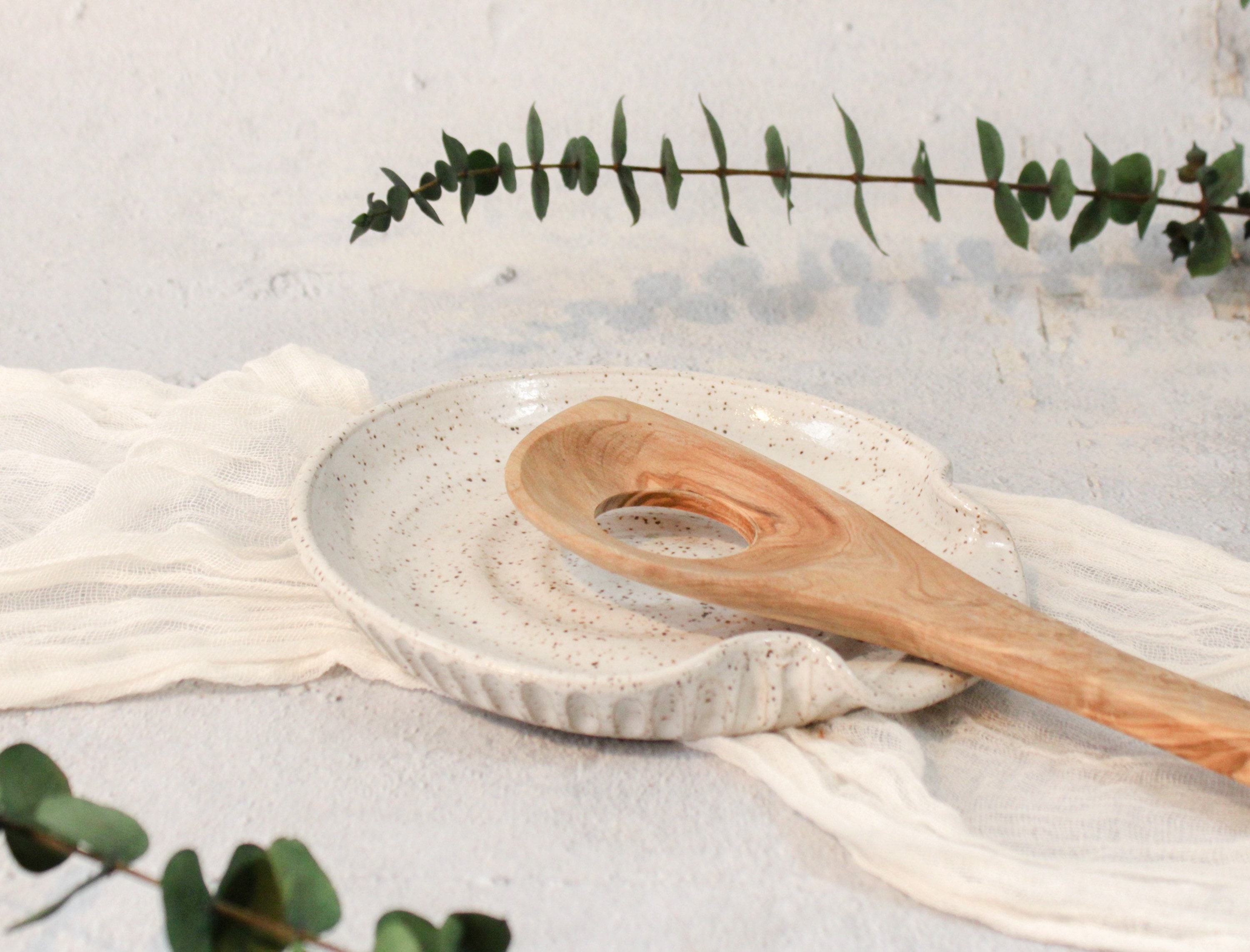 Repose-Cuillère Sculpté Fait à La Main, Choisissez Le Corps en Argile, Repose-Cuillère Céramique + P