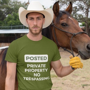 Propriété privée affichée No Trespassing Tshirt - Vêtements de printemps - T-shirt drôle pour femmes ou hommes