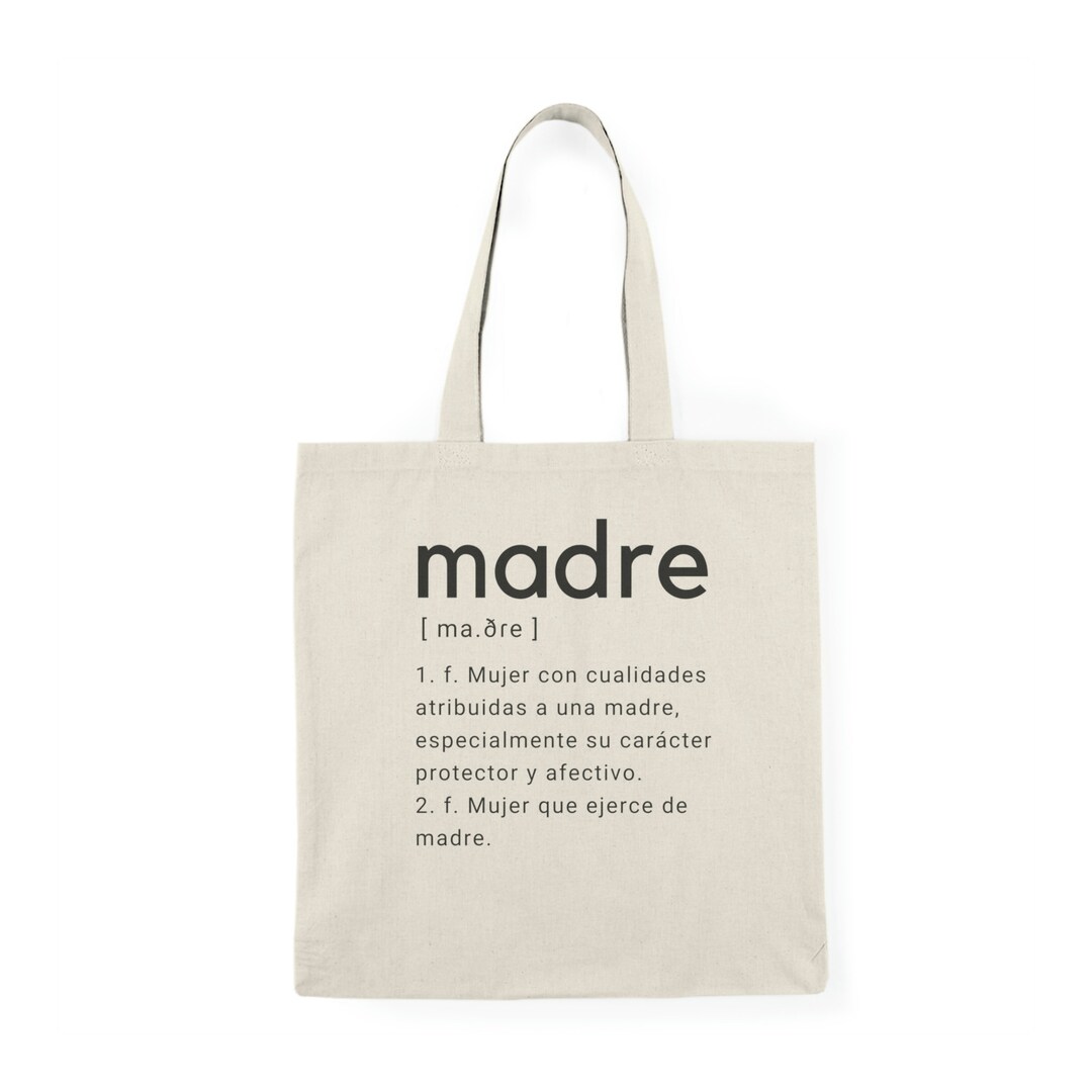 Natural Tote Bag With the Definition of mother in Spanish Definicion De
