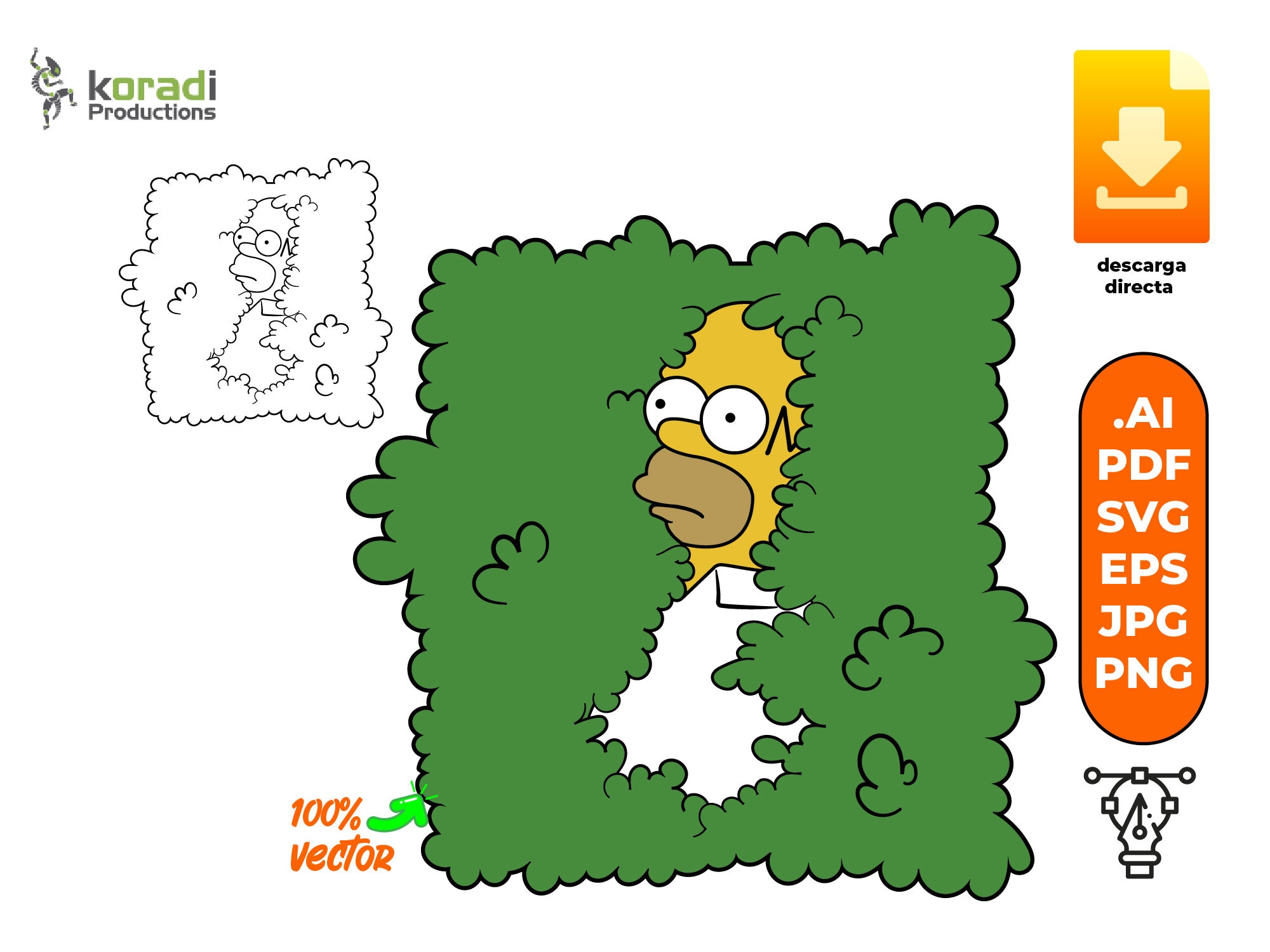 Homer Shrubs Svg Simpsons Layered Ai Anime Vector File Etsy