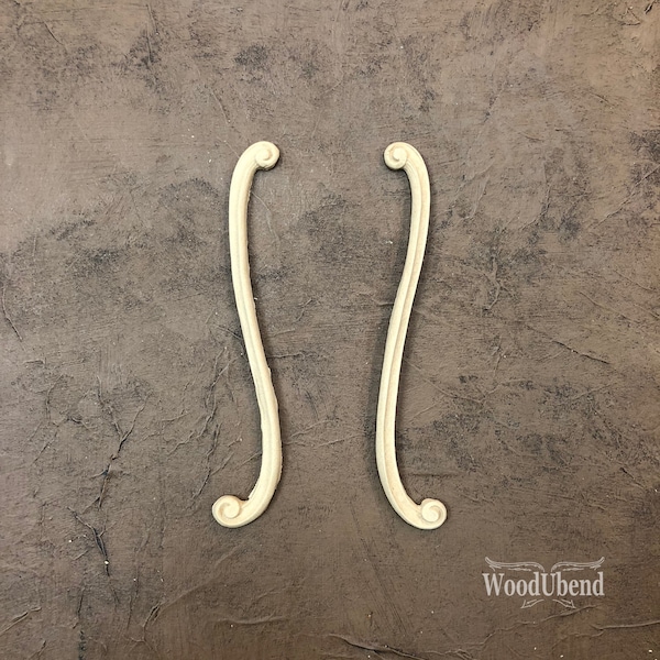 Woodubend 17 x 1cm Decorative pair of Simple Applique Furniture Molding SKU 1582 bendable when heated