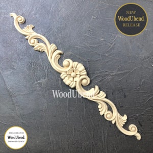 woodubend floral pediment molding for furniture WUB 6041 ,    5x32.5cm Bendable when heated