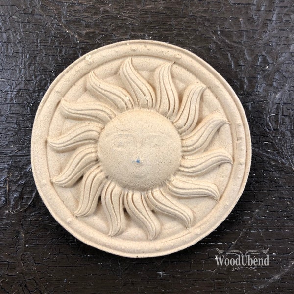 woodubend 8cm Diameter, Decorative Sun Dial,  Applique/WoodUbend Furniture Moulding, SKU 1425 Bendable when heated