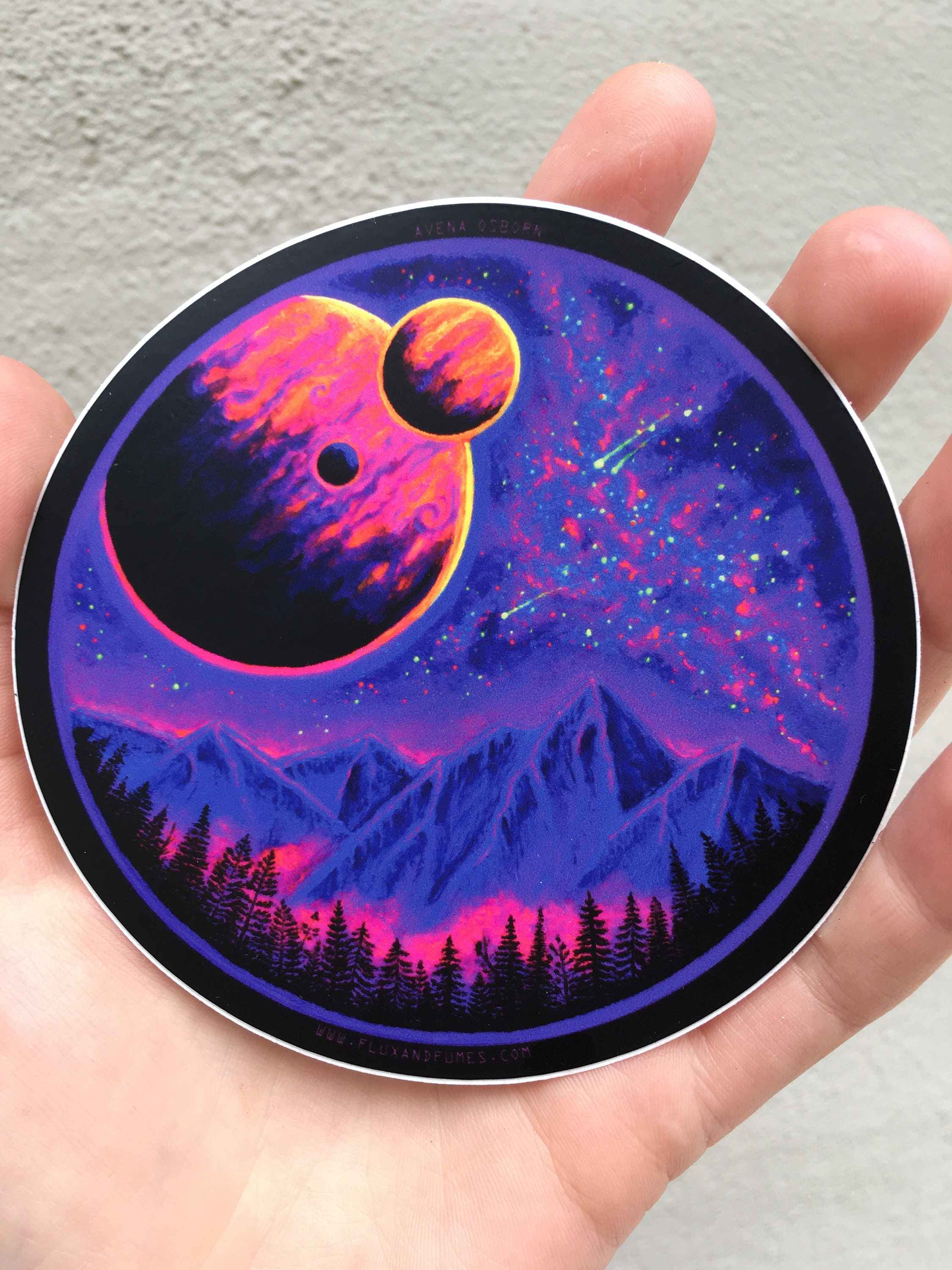 Cosmic Landscape Psychedelic Painting Vinyl Sticker - Etsy Sweden