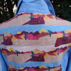 XL chambray dessert scene shirt