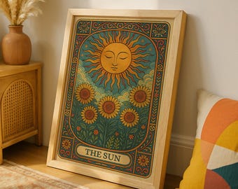 Art Nouveau Sun Tarot Card Print: Mystical Major Arcana Wall Art (Digital Download