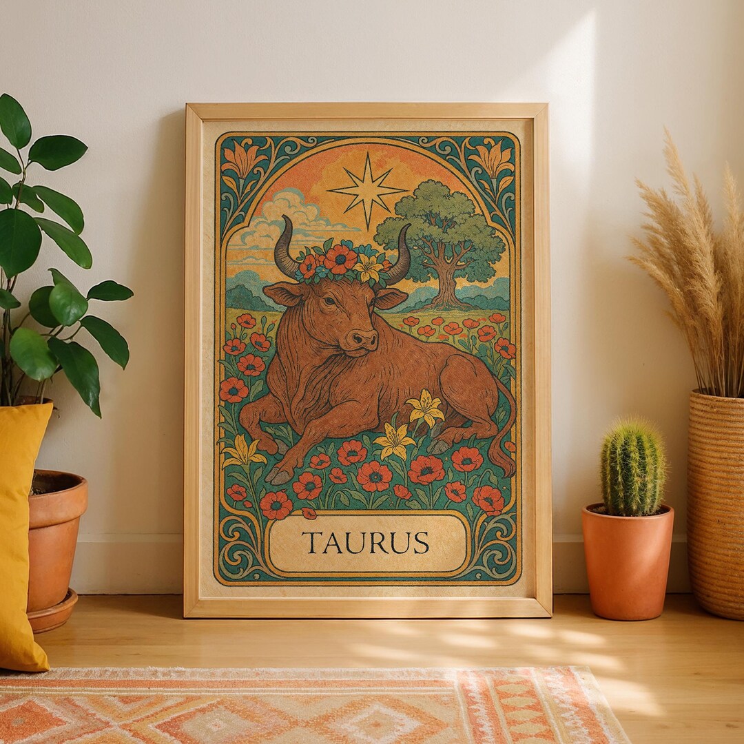 Taurus Zodiac Art Print – Digital Download – Earthy Astrology Poster - Etsy