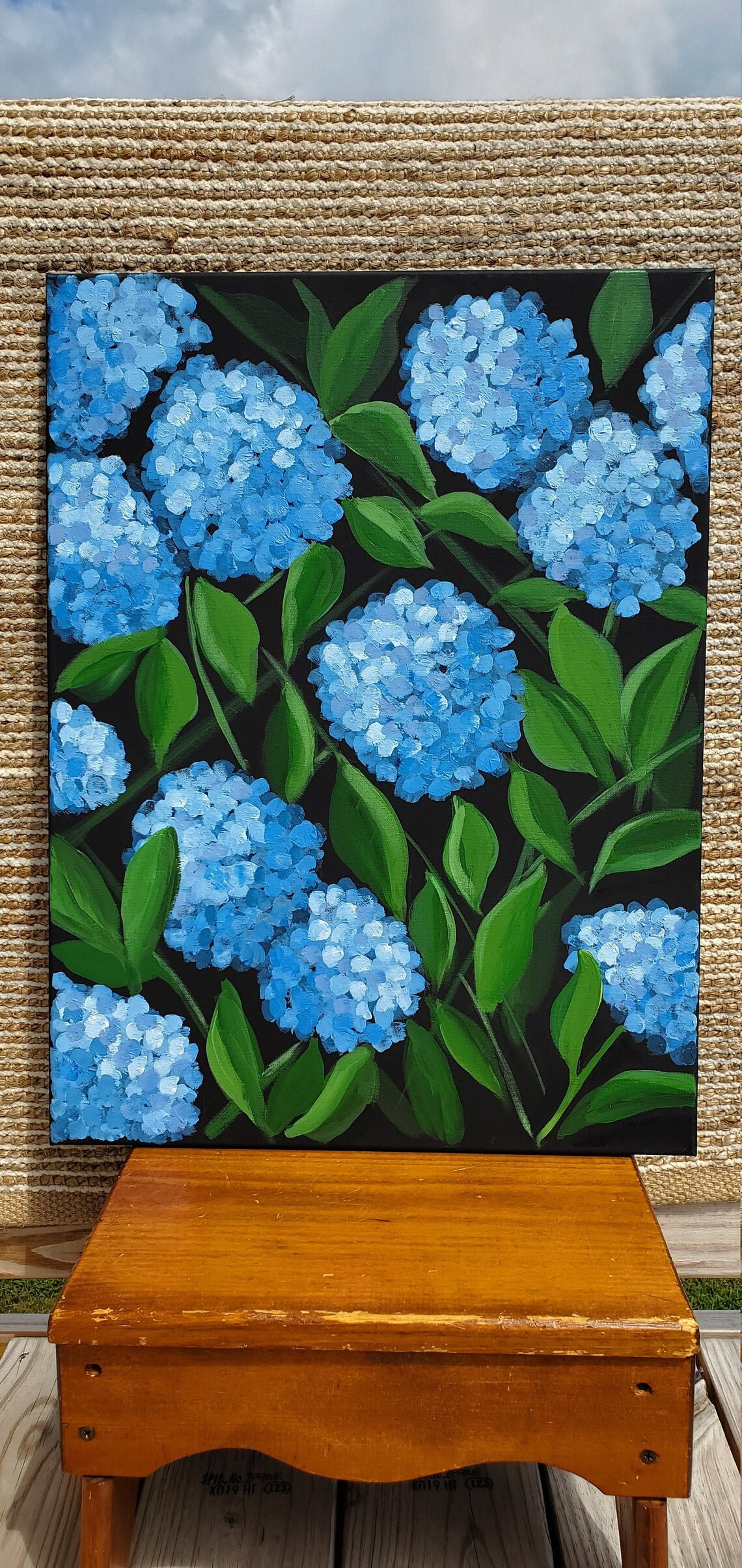 Blue Hydrangeas Acrylic Floral Painting 18 x 24 Etsy