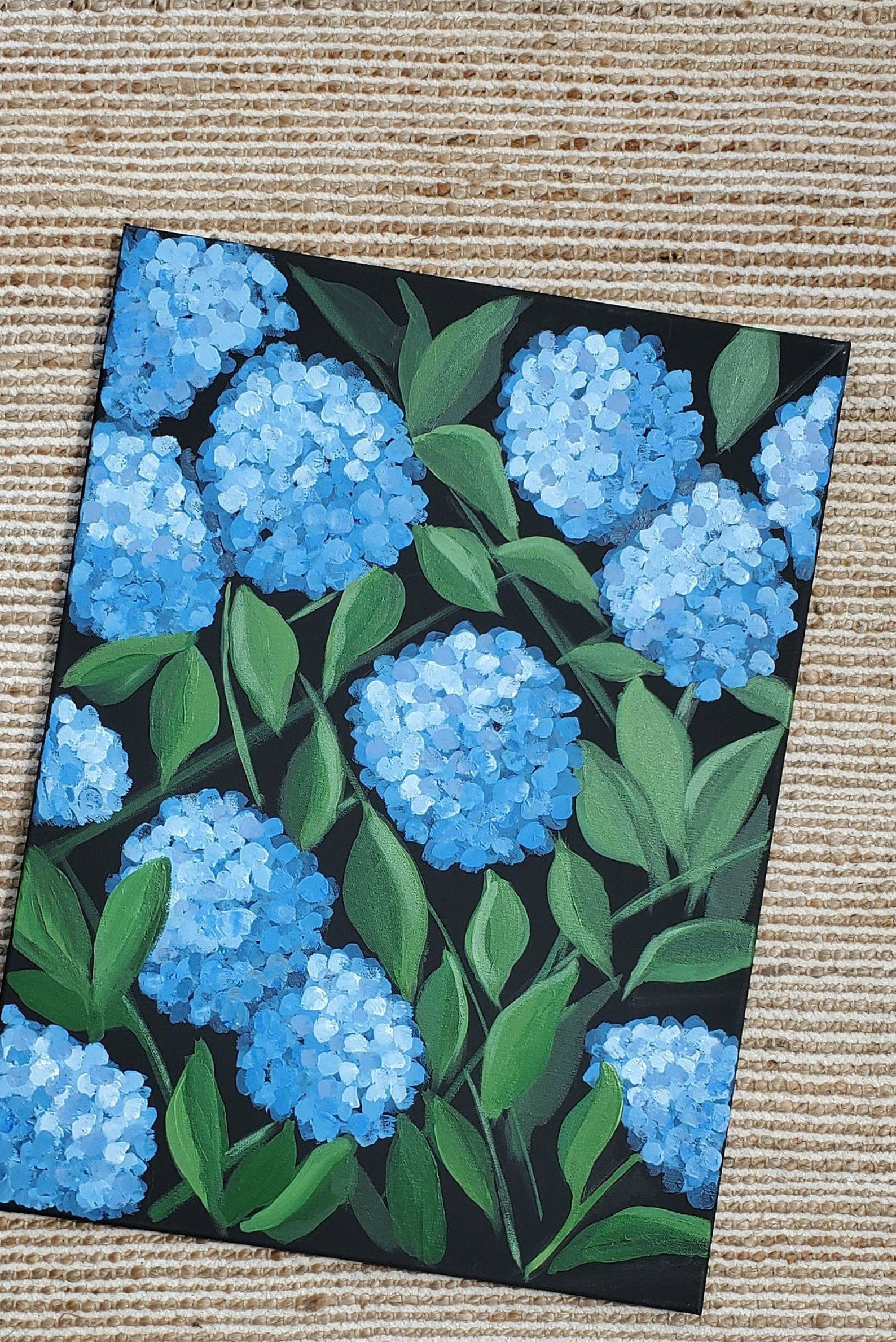 Blue Hydrangeas Acrylic Floral Painting 18 x 24 Etsy