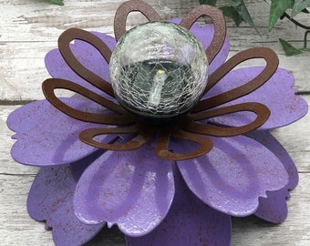 Solar Flower Centerpiece, Solar Flower, Solar Light, Metal Flower, Garden Light, Garden Art, Gift for Mom, Birthday Gift